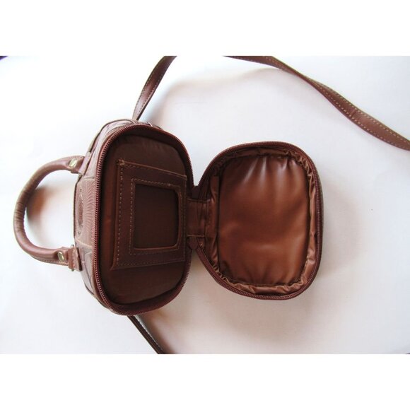 MODA Brand Women Bag Small Crossbody Handles Semicircular Brown Faux Crocodile - Picture 11 of 16